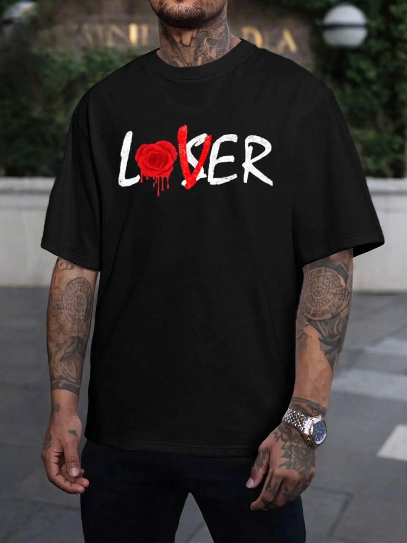 Men's Letter Print Short Sleeve Graphic Tee, Casual Fashion T-shirt for Daily Wear, Men's Clothes for All Seasons