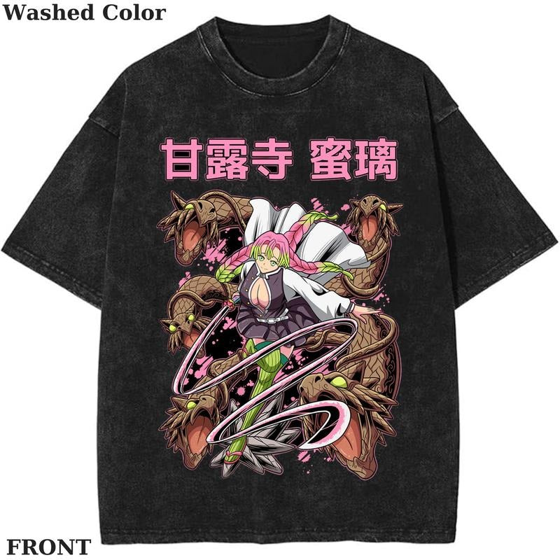 Mitsuri Kanroji Vintage Graphic Tee, Anime Demon Slayer Shirt, vintage clothing, Womenswear Cotton Top Streetwear Shortsleeve Gamis