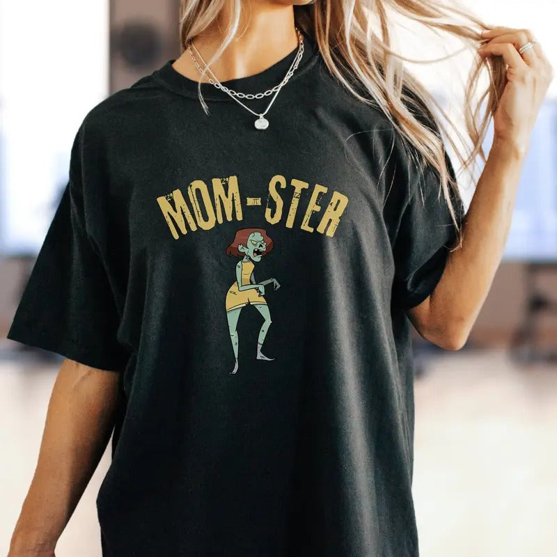 Momster Cute Horrific Funny Halloween Oversized Tee Spooky Season Vibe Gift For Mom Mom Who Loves To Scream And Shout