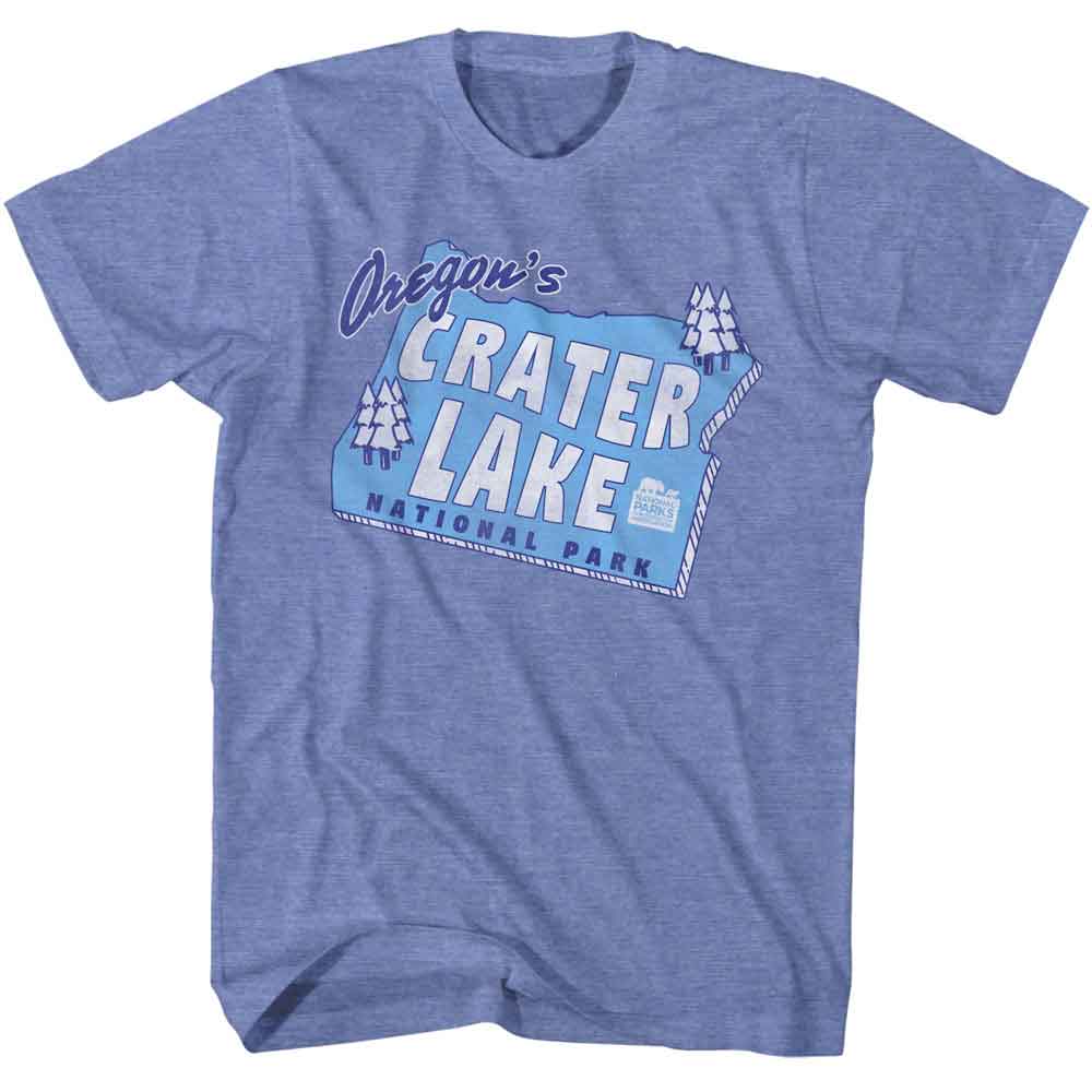 National Parks - Oregons Crater Lake Np - American Classics - Heather Blue Adult Short Sleeve T-Shirt