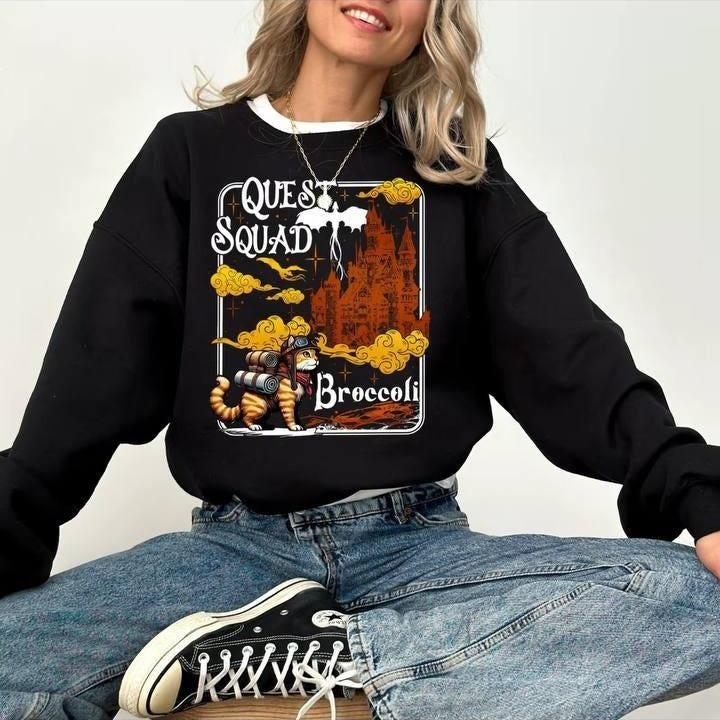 New Design Quest Squad Broccoli Sweatshirt, Onyx Storm hoodie, Fourth Wing, Xa den Riorson, Ridoc Romantasy Sweatshirt