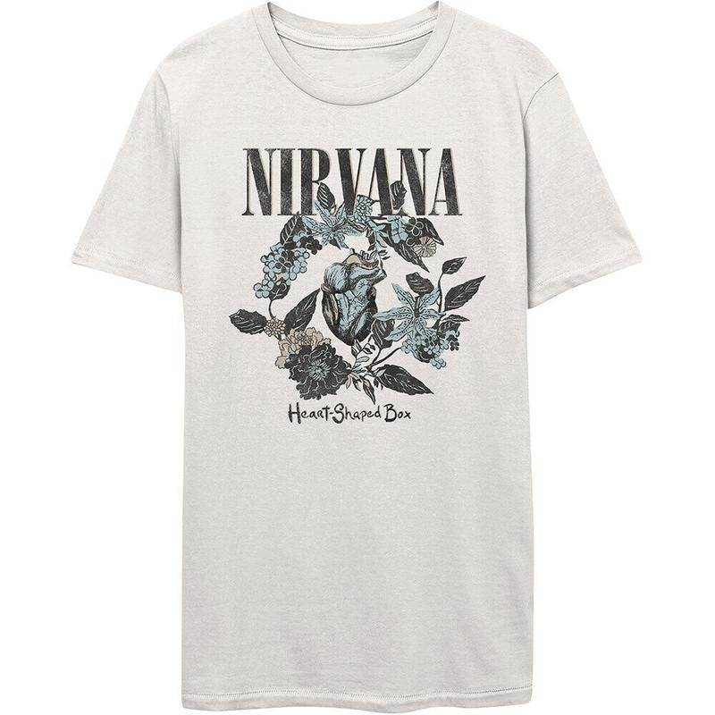 Nirvana T Shirt Heart Shaped Box Officially Licensed Mens White Tee Rock Merch Menswear Top