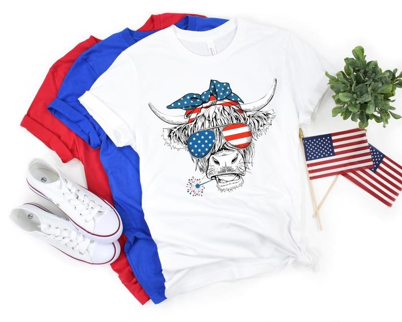 Oh My Stars Cow Shirt Highland Cow Shirt Highland Cow With 4th July American Flag Shirt Fourth Of July Tee Independence Day T-shirt, sweater and Hoodie