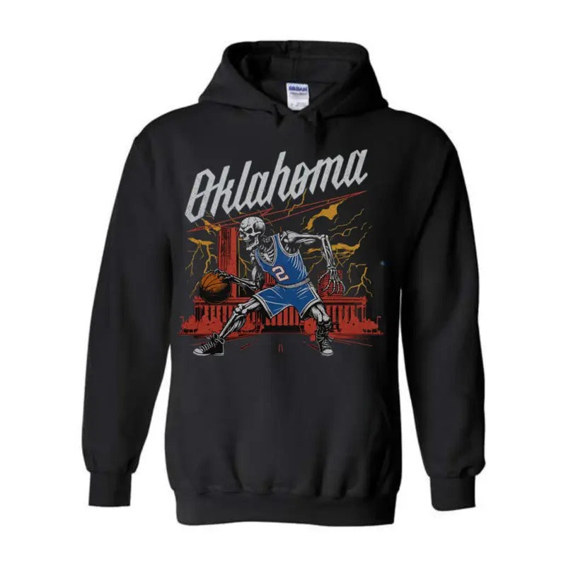 Oklahoma City Basketball Shirt - Graphic Tees - Skeleton Shirt - Vintage - Oklahoma City Shirt - Bootleg
