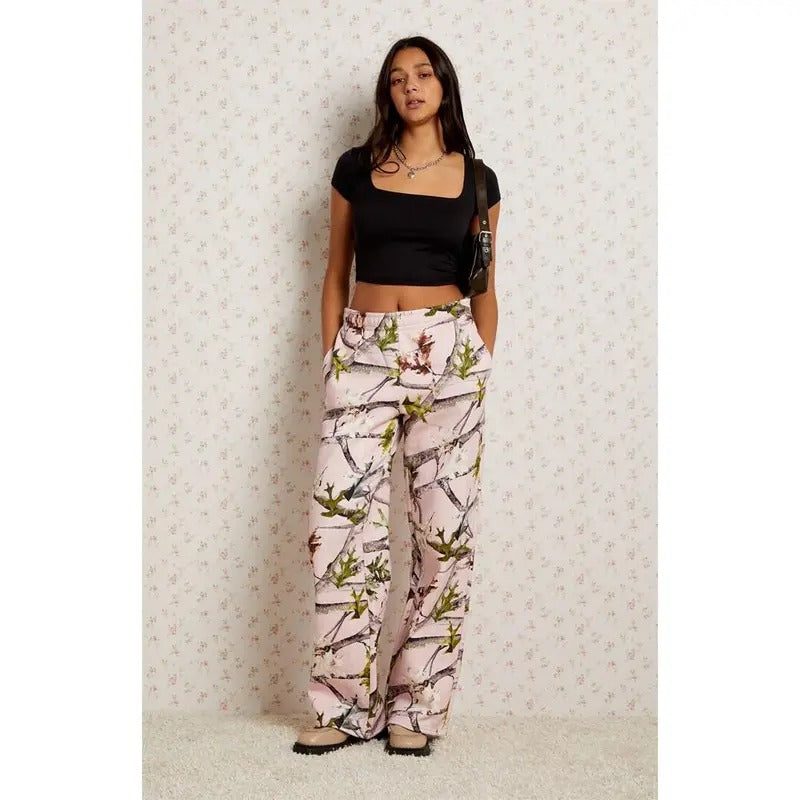 Pacsun Women's Pink Camo Baggy Sweatpants