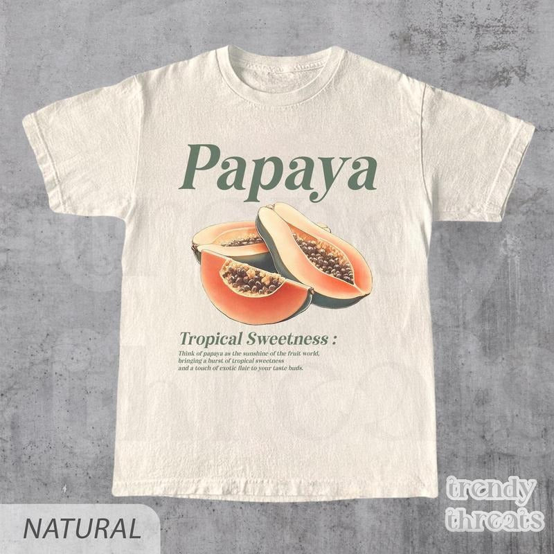 Papaya T-Shirt, Vintage Graphic Fruit Shirt, Aesthetic Fruit Shirt Boho Shirt Fruit Tee Papaya Shirt, Graphic Shirt Gift Unisex Retro Teestyle{n002}2
