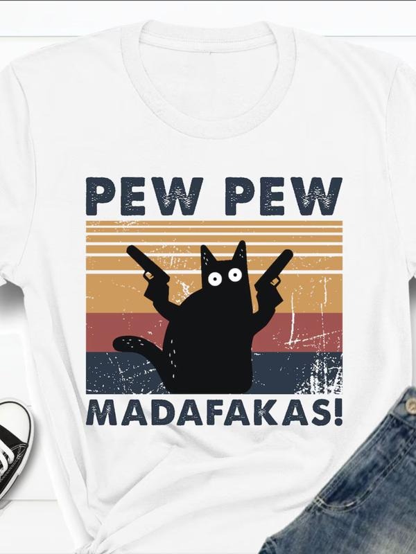 Pew Pew Madafakas Shirt, Cat Lover t-shirt, Funny Cat Shirt, Animal Lovers Shirt, Pew Madafaka Black Cat Pewpew Shirt Menswear Top Underwear Crewneck