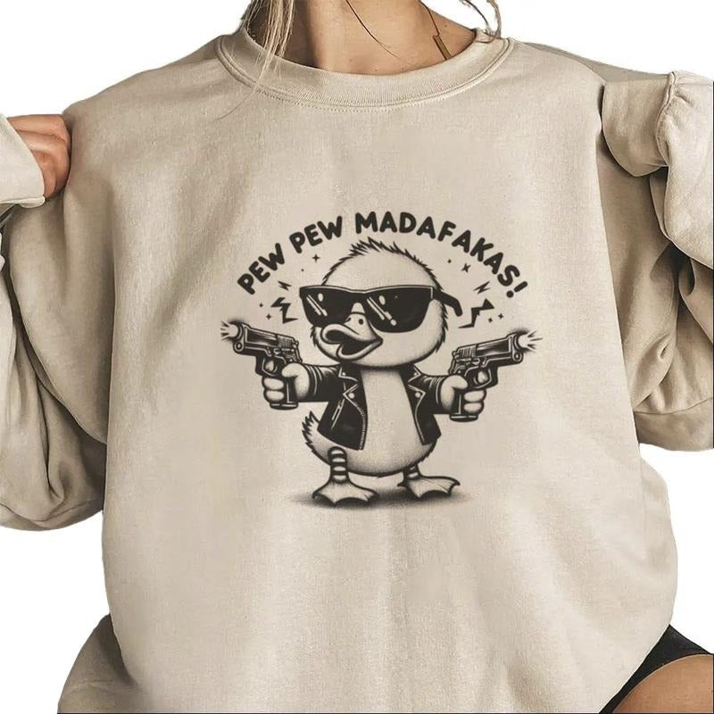 Pew Pew Madafakas Sweatshirt, Duck Lover T-shirt, Funny Mad Duck Animal Lovers Shirt, Pew Madafaka Duck Pewpew Silly Meme Unisex Hoodie