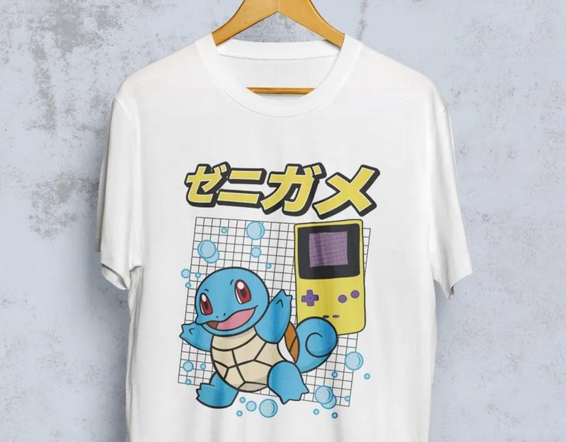 Pokemon Squirtle Game Boy Japanese Retro Gamer Video Game T-Shirt, Anime Manga Unisex T-Shirt, Gift For Him Menswear Top