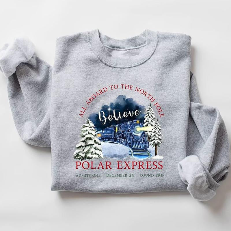 Polar Express Christmas Sweatshirt, Polar Express Ticket Hoodie, Christmas Holiday Shirt, Retro Christmas Sweatshirt, Vintage Christmas Hoodie, Believe Christmas Sweatshirt