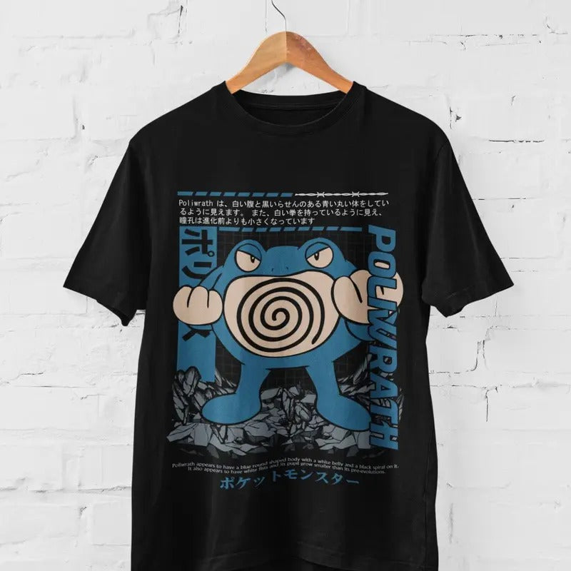 Poli Wrath Pocket Monsters Retro Art Graphic Tee Anime T-shirt Gift Idea Present For Him For Her
