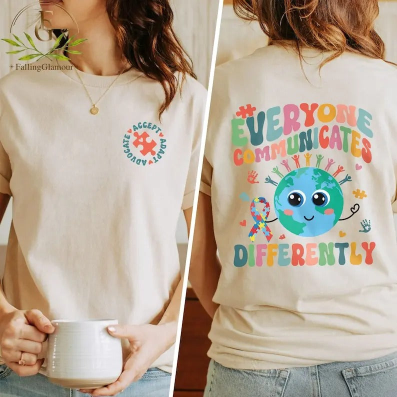 Premium Everyone Communicates Differently Shirt, Autism Shirt, Autism Teacher Shirt, Autism Month Shirt, Autism Awareness Shirt, Autism Support