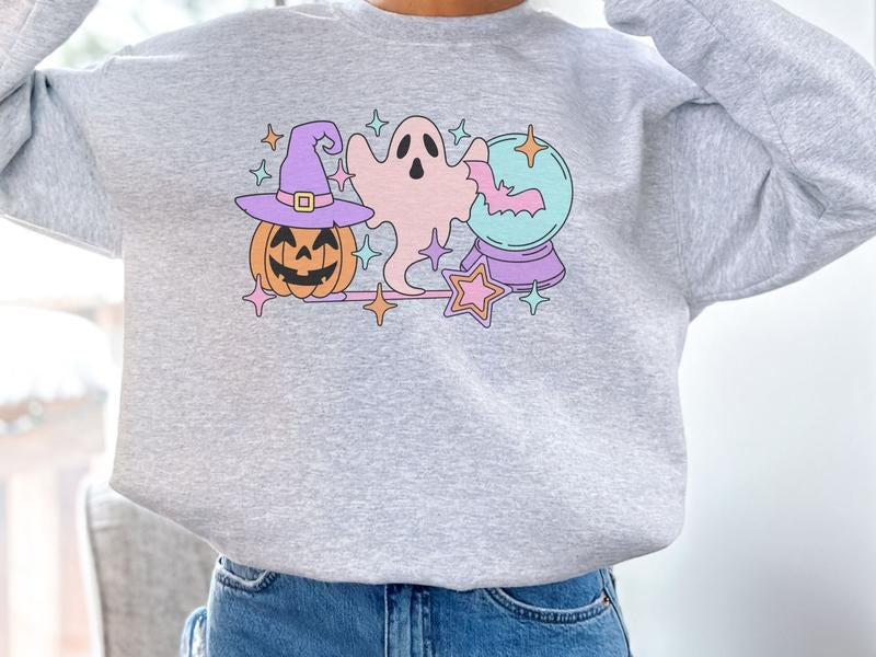 Pumpkin and Ghost Halloween Sweatshirt