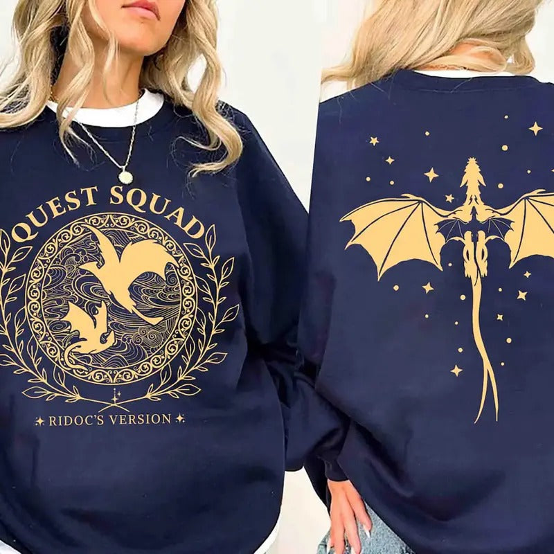Quest Squad Ridoc's Version Sweatshirt, Onyx Storm Quest Squad T-Shirt, Dragon Rider Shirt, Fourth Wing Tee, Xaden Riorson Shirt, Gift For Book Lover