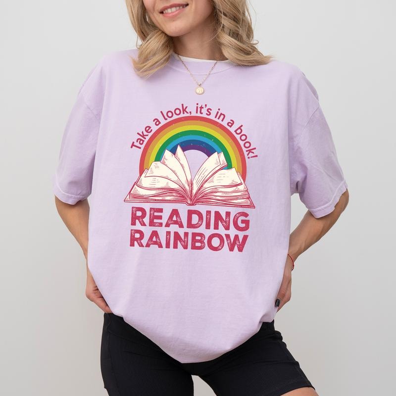 Reading Rainbow Comfort Colors Shirt, Book Lover Rainbow T-shirt, Librarian Tee, Librarian Clothing, Gift For Teacher, Gift For Librarian