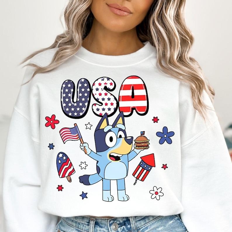 Retro Bluey 4th of July Shirt, Bluey Funny shirt