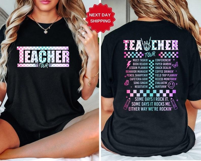 Retro Teacher Tour Front and Back Print tShirt, gift for Teacher, Teacher Tour Shirt, End of Year Shirt, Teacher Gift, Back To School T-shirt, sweater and Hoodie