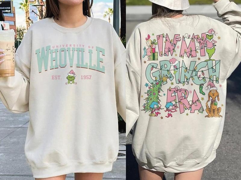 Retro Whoville University Sweatshirt, In My Grinch Era Crewneck, Grinchmas Hoodie, Grinch University Sweater, Grinch Christmas Sweatshirt, Grinch Christmas Hoodie