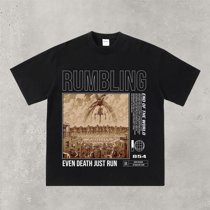 Rumbling - AOT End Of The World Oversize Tee | Ymir Titan Tee | Attack On Titan Anime Fan Gift Tee