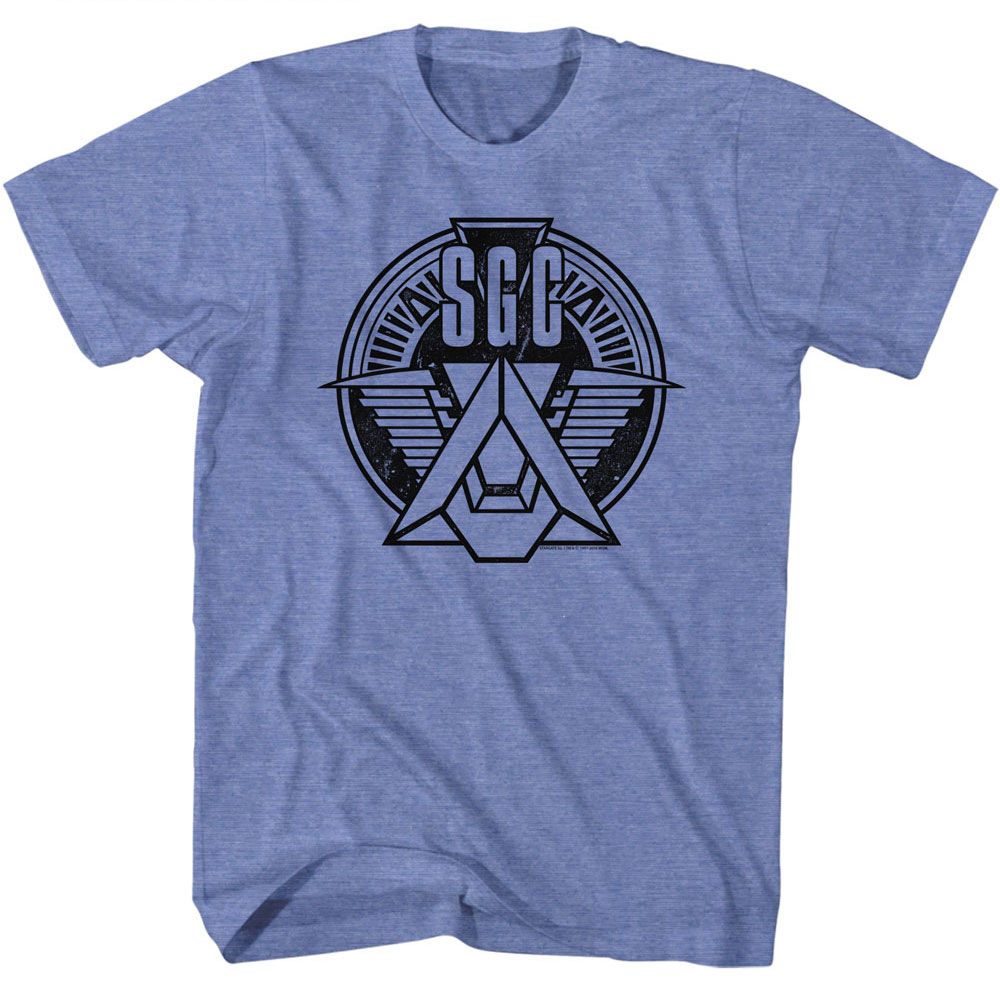 Stargate - SGC Emblem - American Classics - Heather Blue Adult Short Sleeve T-Shirt