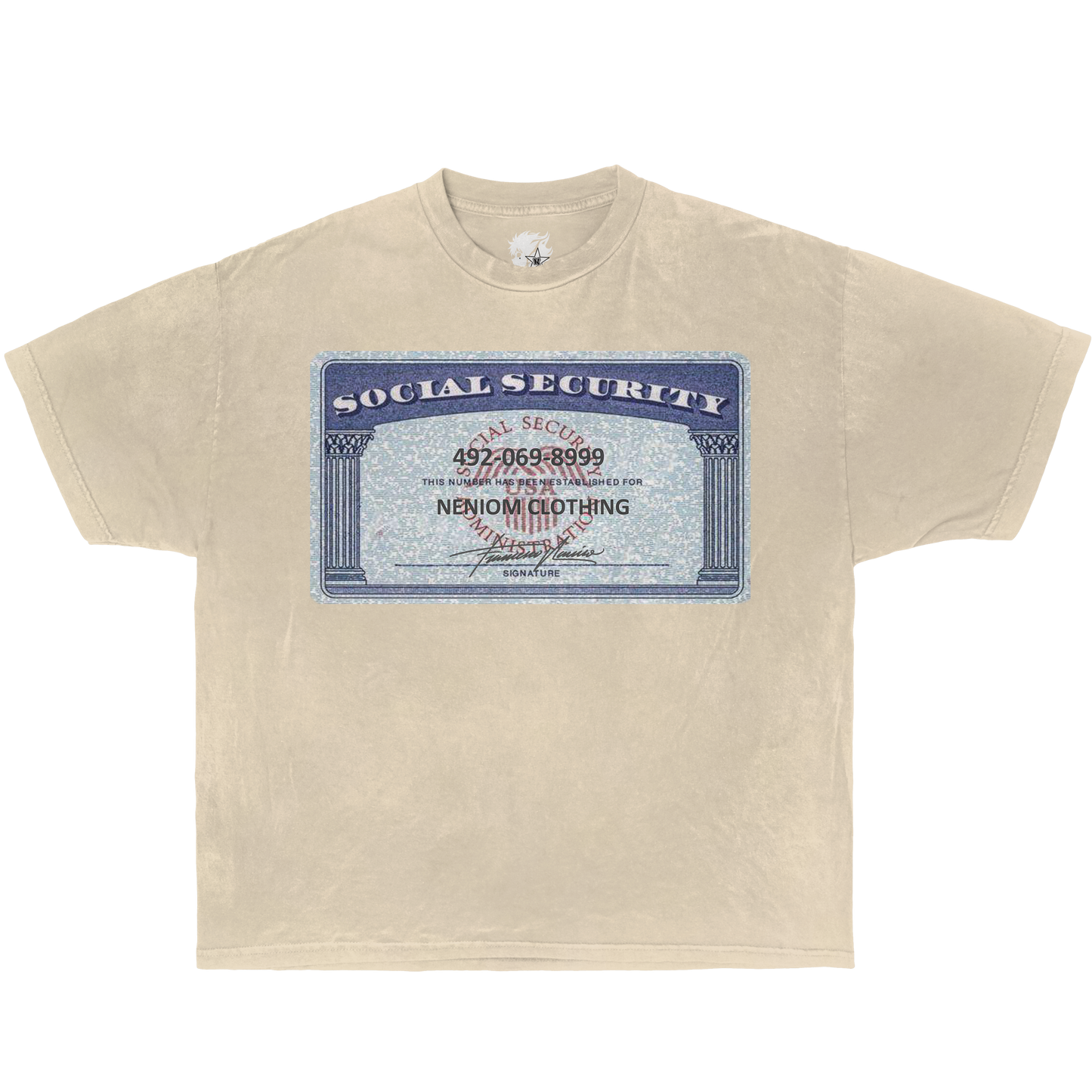 Neniom Social Security Card Boxy Shirt Streetwear Y2K Vintage Fashion
