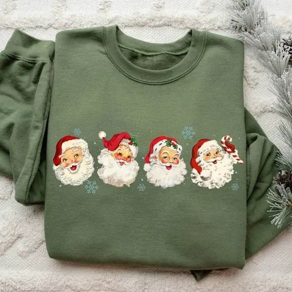 Santa Christmas Sweatshirt, Christmas Santa Sweatshirt, Retro Santa Shirt Gift for Women, Santa Sweatshirt, Women Gift for Christmas