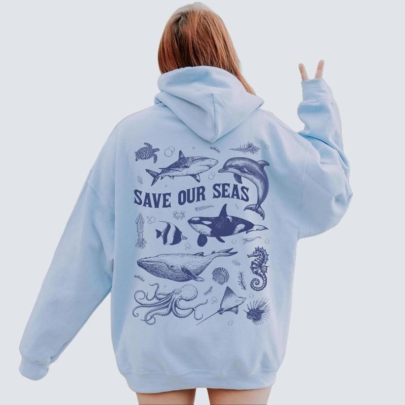 Save Our Seas Hoodie Respect the Locals Ocean Life Oversized Beach Hoodie VSCO Hoodie Aesthetic Sweatshirt Summer Vibes Trendy Hoodie