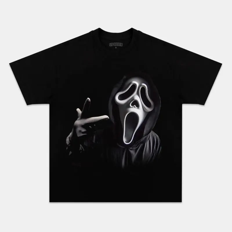 Scream Ghost Face Hand Finger Graphic Big Face Halloween Season Style Rap Hip Hop Cute Character