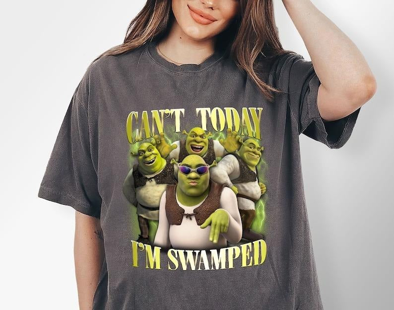 Shrek Funny Trending Shirt Can't Today I'm Swamped Shrek and Fiona Shirt