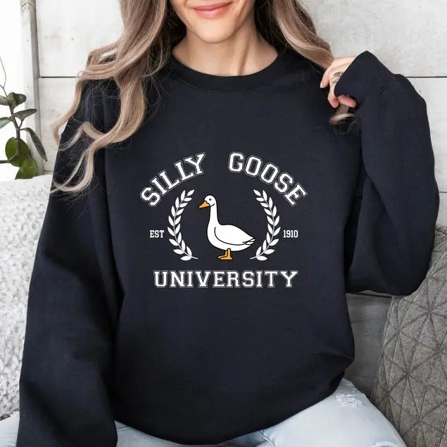 Silly Goose University Hoodie, Silly Goose Sweatshirt, Funny Gift for Guys, Funny Goose Shirt, Shirts for Men, Unisex Silly Goose University Tee, For Women, Gift For All, Unisex Sweatshirt
