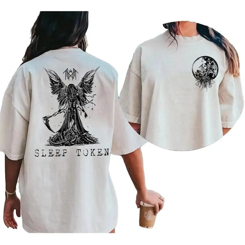 Sleep Token Reaper Angel Shirt 2 Sided Shirt, Rock Band Vintage T-shirt, Sleep Token Tour Perfect Gift For Fans Classic Cotton