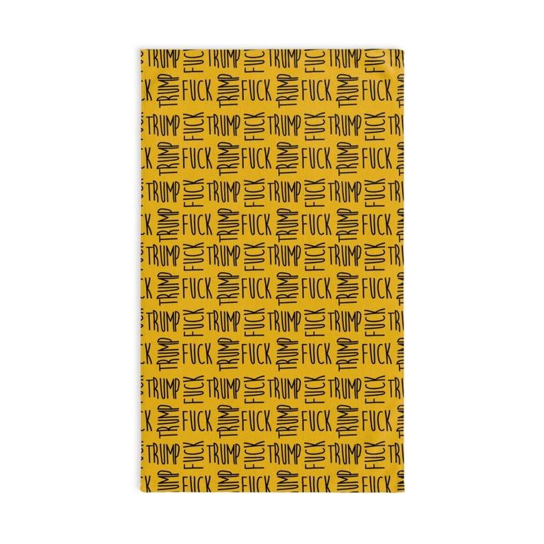 Slightly Subtle Farmhouse Text Hand Towel on Yellow, Funny Kitchen Towel, Bathroom Decor, Gift Democrats, Political Humor, Housewarming Gift