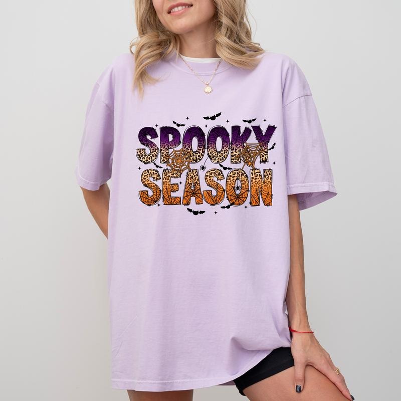Spooky Season Comfort Colors Shirt, Spooky Halloween Graphic Tee, Spooky Vibes Unhinged Shirt, Halloween Party Shirt, Funny T-shirt For Women, Halloween Gifts, Comfy Fabric Graphic Tee, Women's Top, Womenswear, Cotton Fabric Relaxed Fit Chic Style