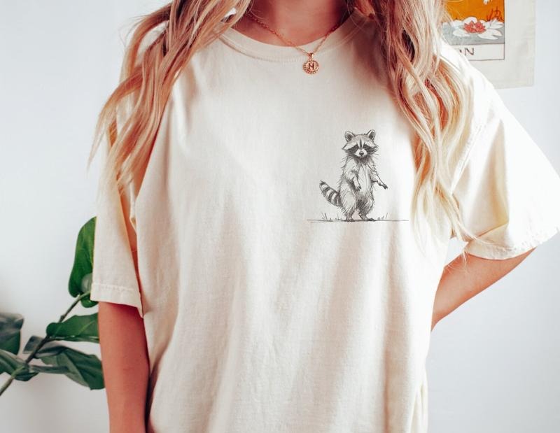 Standing Raccoon Shirt, Cute animal T-shirt, Sweet Graphic Tee, Vintage Retro Cartoon Tee, Sketch Raccoons Gift, Unisex T-shirt, sweater and Hoodie