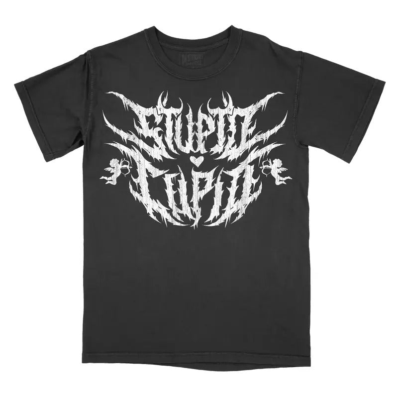 Stupid Cupid Metal Valentines Day Graphic Tee - Comfort Colors Shirt Reader BookTok Unisex Top Bookish Dark Romance