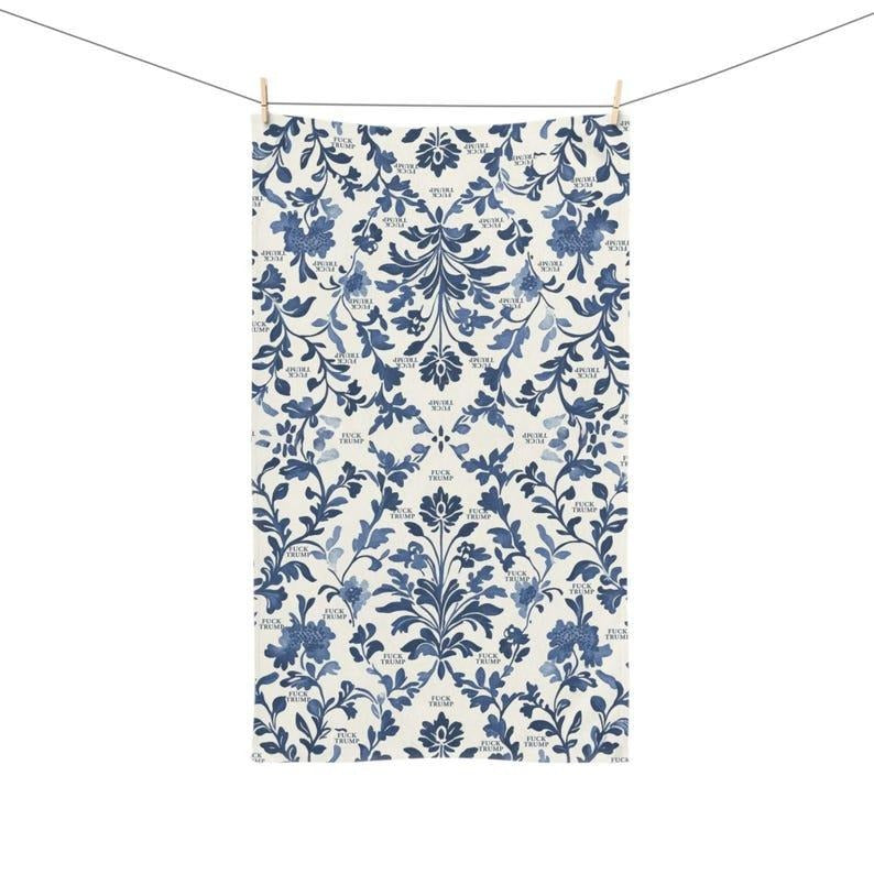 Subtle F*ck Trump Toile Hand Towel, Funny Political Home Decor, Toile de Jouy Kitchen Towel, Hostess Gift, FDT Towel, Sarcastic Liberal Gift