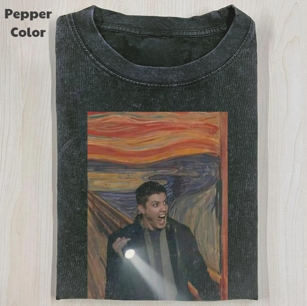 Supernatural Vintage Graphic Tee, Dean Winchester Scared T-Shirt, TV Series Tee, Unisex Meme Cringe Funny Shirt, Menswear Womenswear Streetwear Cotton Comfort