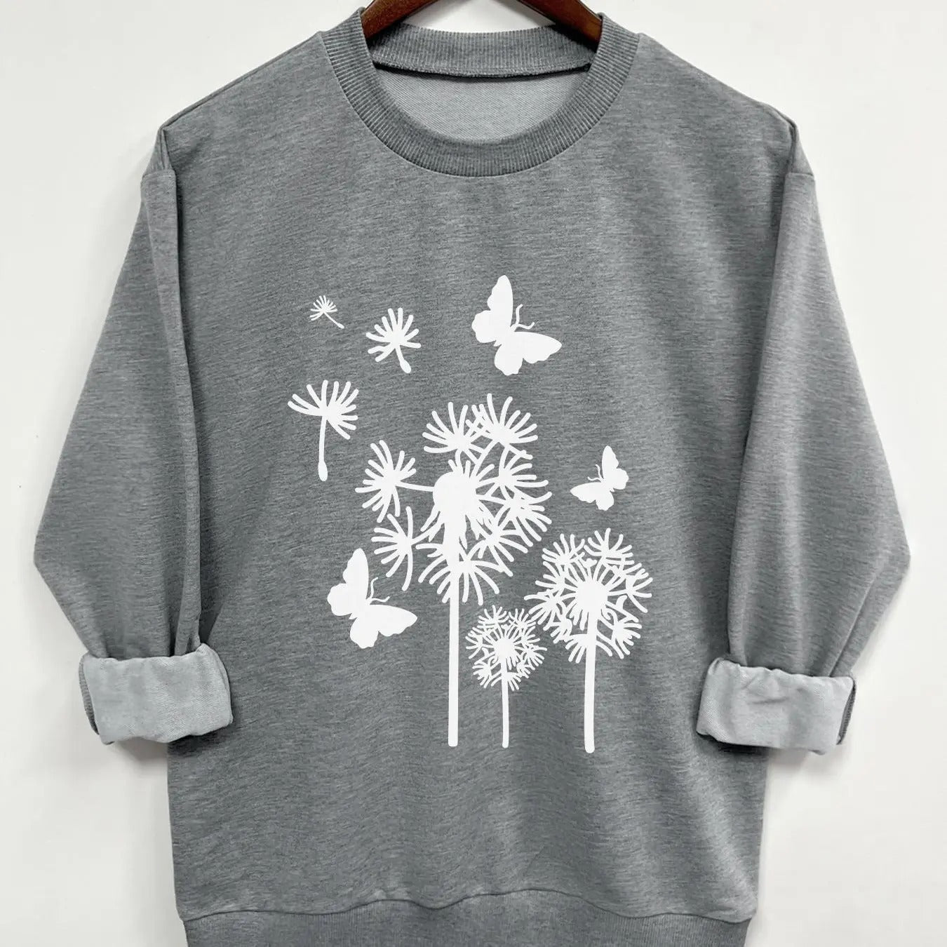 Teen Girl's Flower Print Crew Neck Sweatshirt, Casual Long Sleeve Pullover for Daily Wear, Clothing for All Seasons