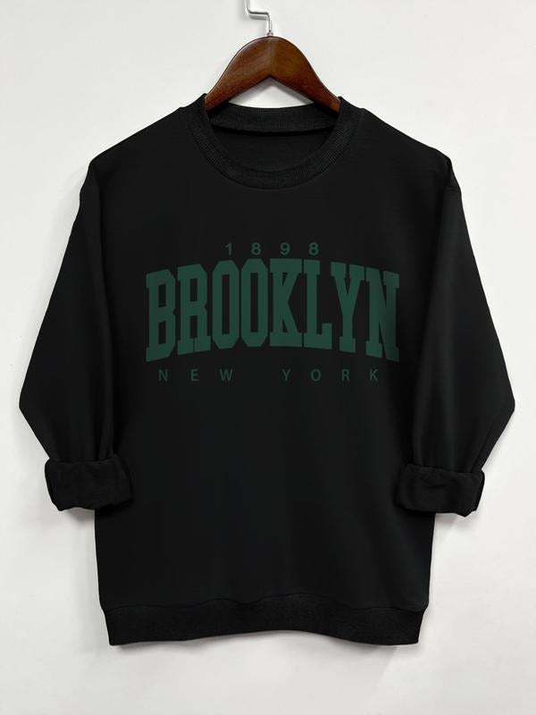 Teen Girl's Letter Print Crew Neck Sweatshirt, Casual Long Sleeve Pullover for Daily Wear, Clothing for All Seasons