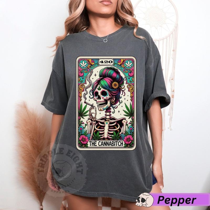 The Cannabitch Tarot Card Shirt Funny 420 Tshirt Colorful Witchy Pot Smoker T-shirt Tarot Card Tshirt Spiritual 420 Tee