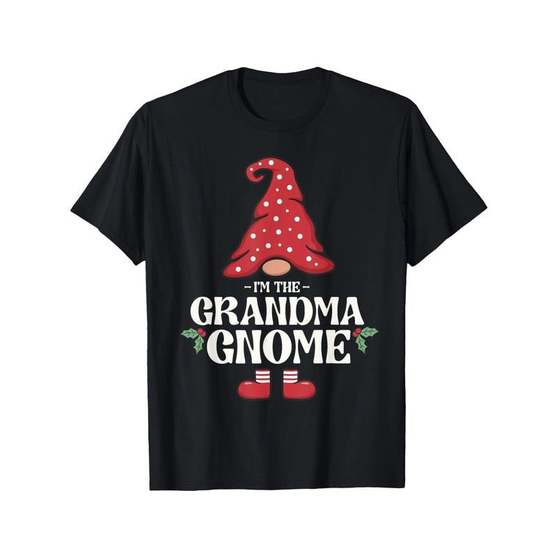 The Grandma Gnome Funny Family Matching Group Christmas Men's T-shirt personality print pattern, casual round neck short sleeve, comfortable version of cotton short sleeve, four seasons can wear Made in USA
