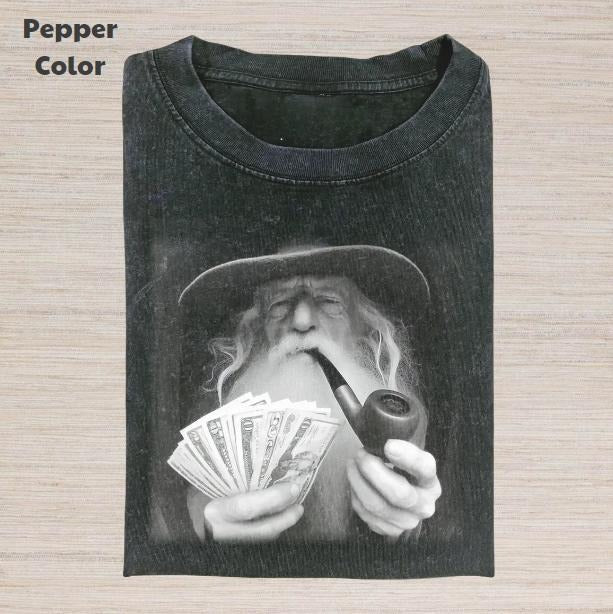 The Lord of the Rings Vintage Graphic Tee, Gandalf Cigarette And Dollar T-Shirt, Movies Tee, Unisex Meme Cringe Funny Dumb Shirt, Menswear Womenswear Streetwear