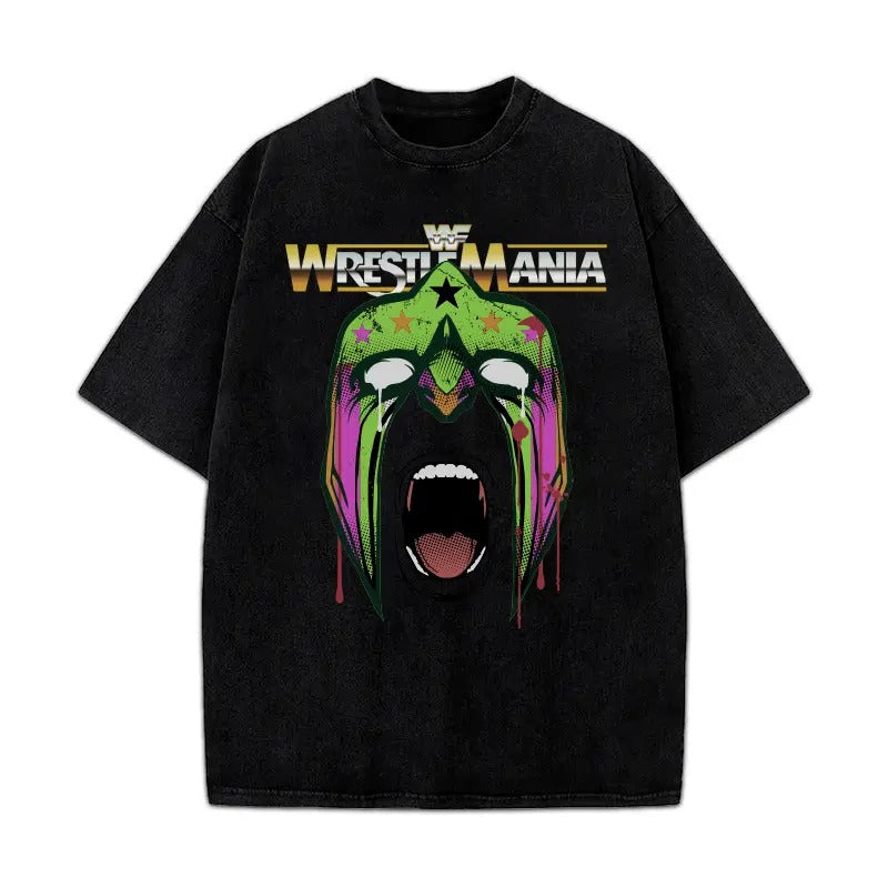 The Ultimate Warrior Vintage Style wrestling Custom Design Men T-Shirt Crewneck Cotton