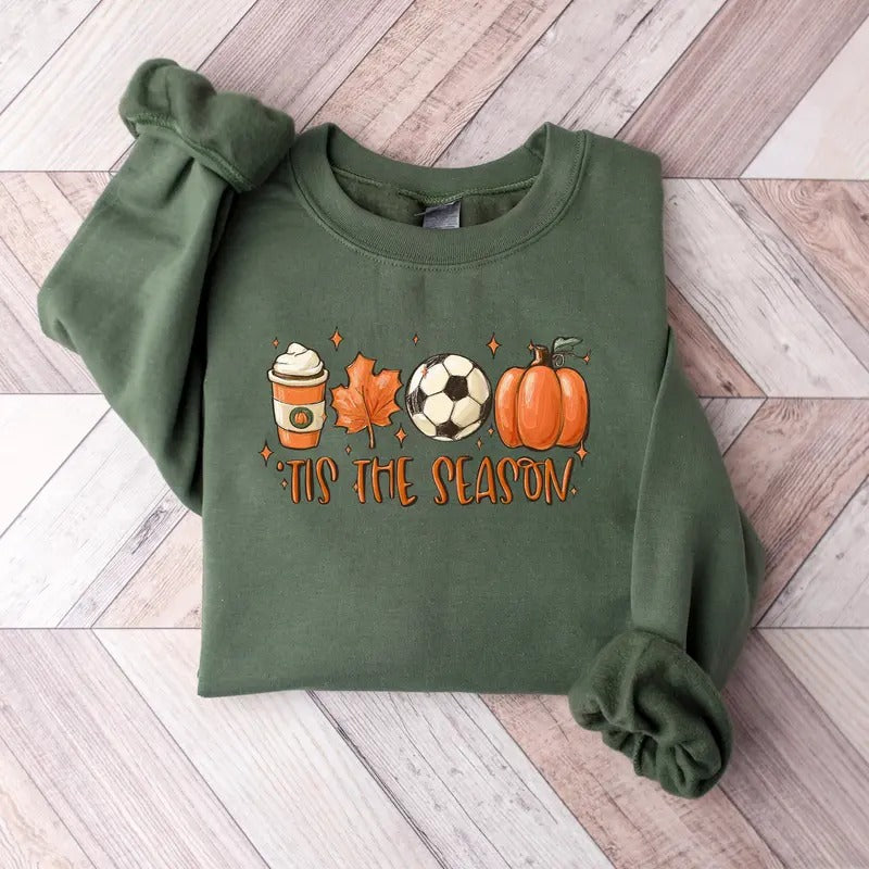 Tis' The Season Fall Sweatshirt, Soccer Halloween Sweatshirt, Gift for Soccer Lover, Halloween Spooky Soccer Crewneck, Soccer Player Gifts