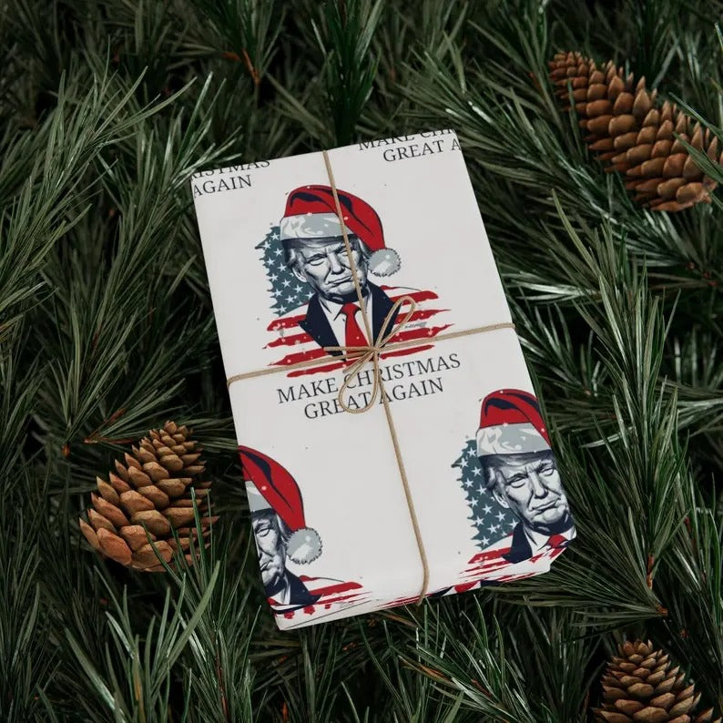Trump Make Christmas Great Again Wrapping Paper, Trump Christmas Gift Wrap Paper, Republican Wrapping Paper, Trump Santa Wrapping Paperstyle{n002}2