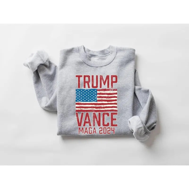 Trump Vance Maga 2024 Sweatshirt, Trump 2024 Sweatshirt, President Trump, Republican Shirt, Republican Gifts Support Trump Sweatshirt, American Flag