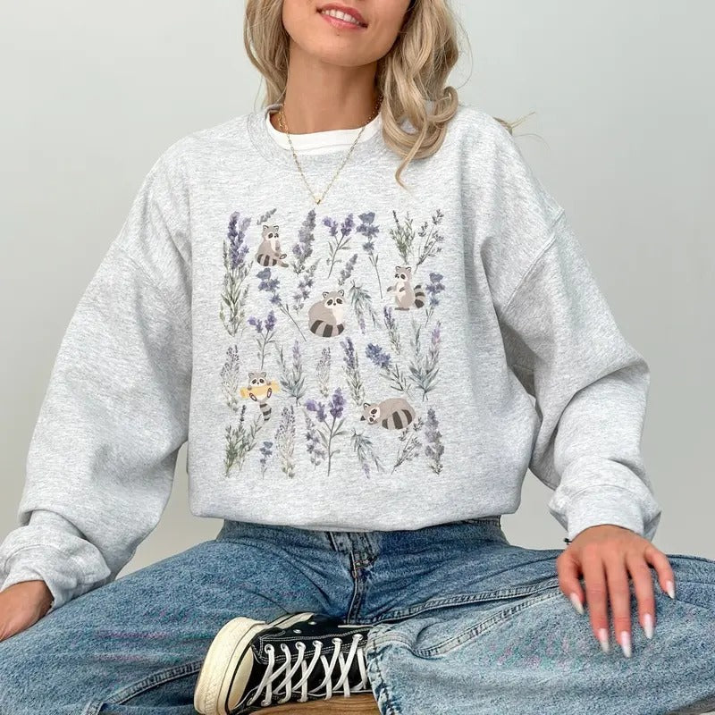 Unisex Flower Raccoon Sweatshirt