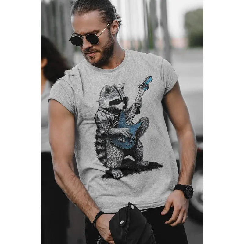 Unisex Funny Raccoon Guitarist Shirt Music Lovers