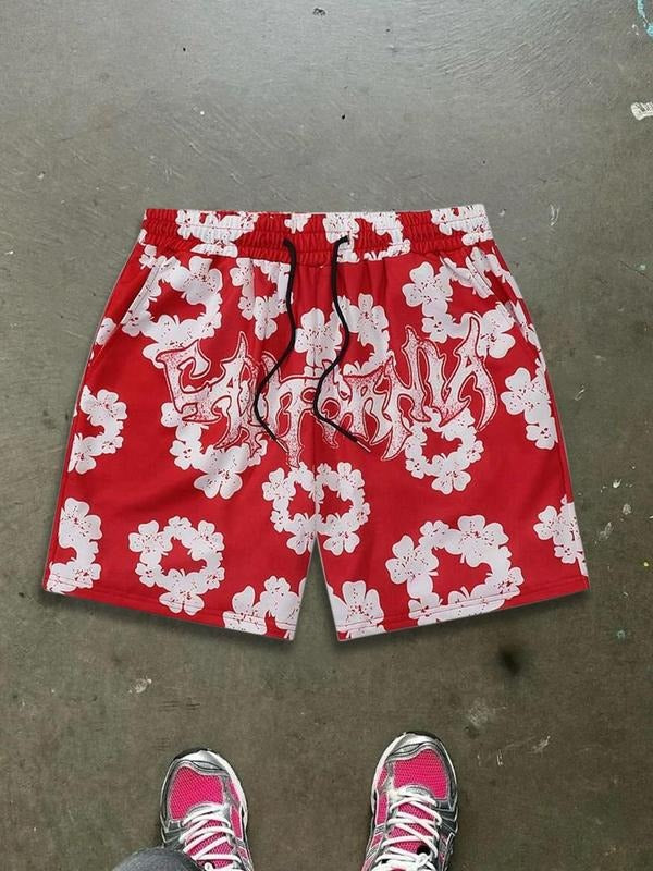 Unisex Men's Floral Print Boxer Briefs, Regular Fit Casual Comfy Breathable Shorts for Daily Wear, Men's Underwear for Summer