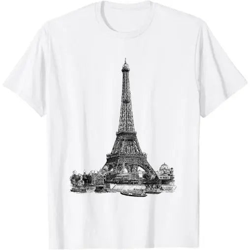 VINTAGE EIFFEL TOWER IN ROMANTIC CITY PARIS FRANCE, JE TAIME T-Shirt Made in USA